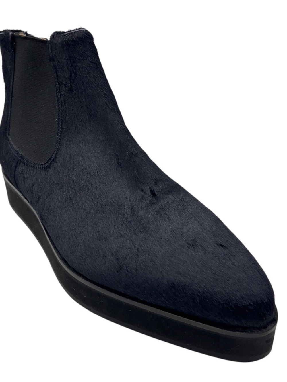 FABIANA FILIPPI NAVY BLUE CALF HAIR ANKLE BOOTS WITH MONILI